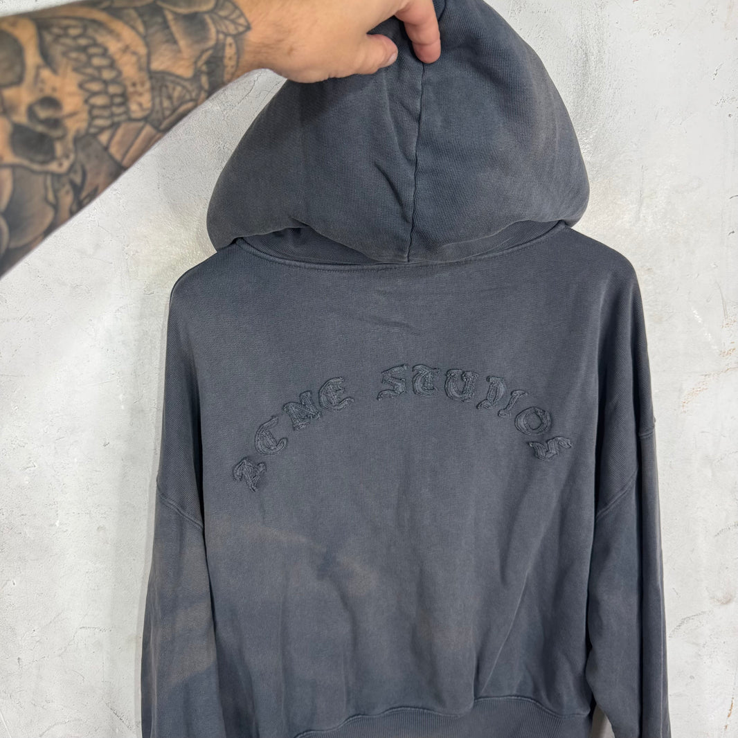 Acne Studios Grey Cropped Zip Up Hoodie