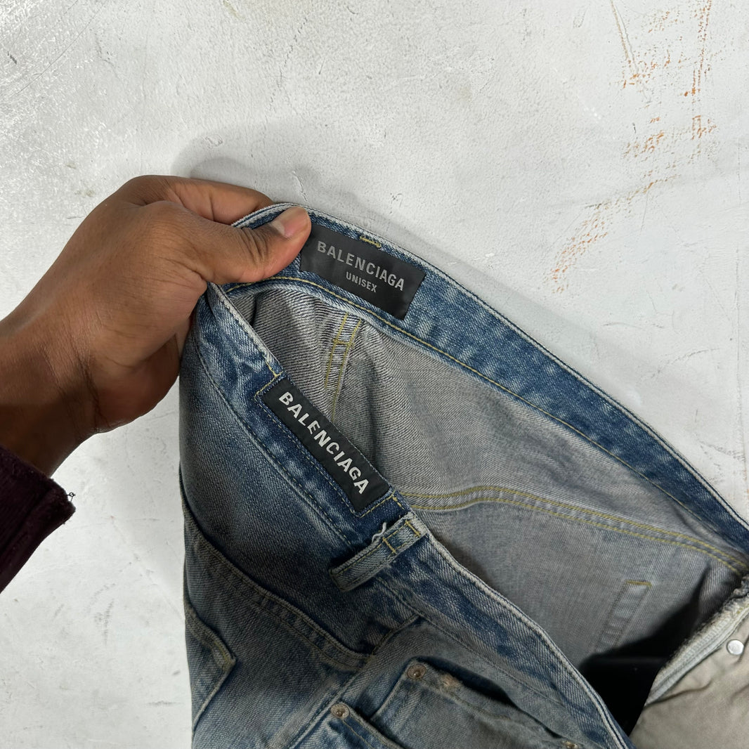Balenciaga Oversized Blue Drawstring Jeans
