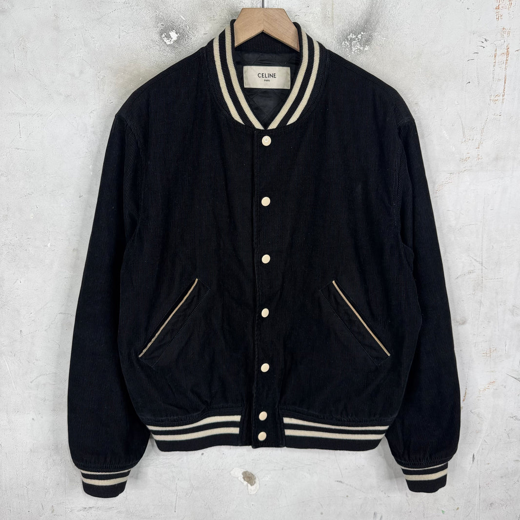 Celine Corduroy Logo Varsity Jacket