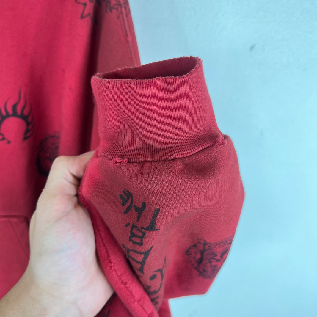 Balenciaga Red Tattoo Zip-Up Hoodie