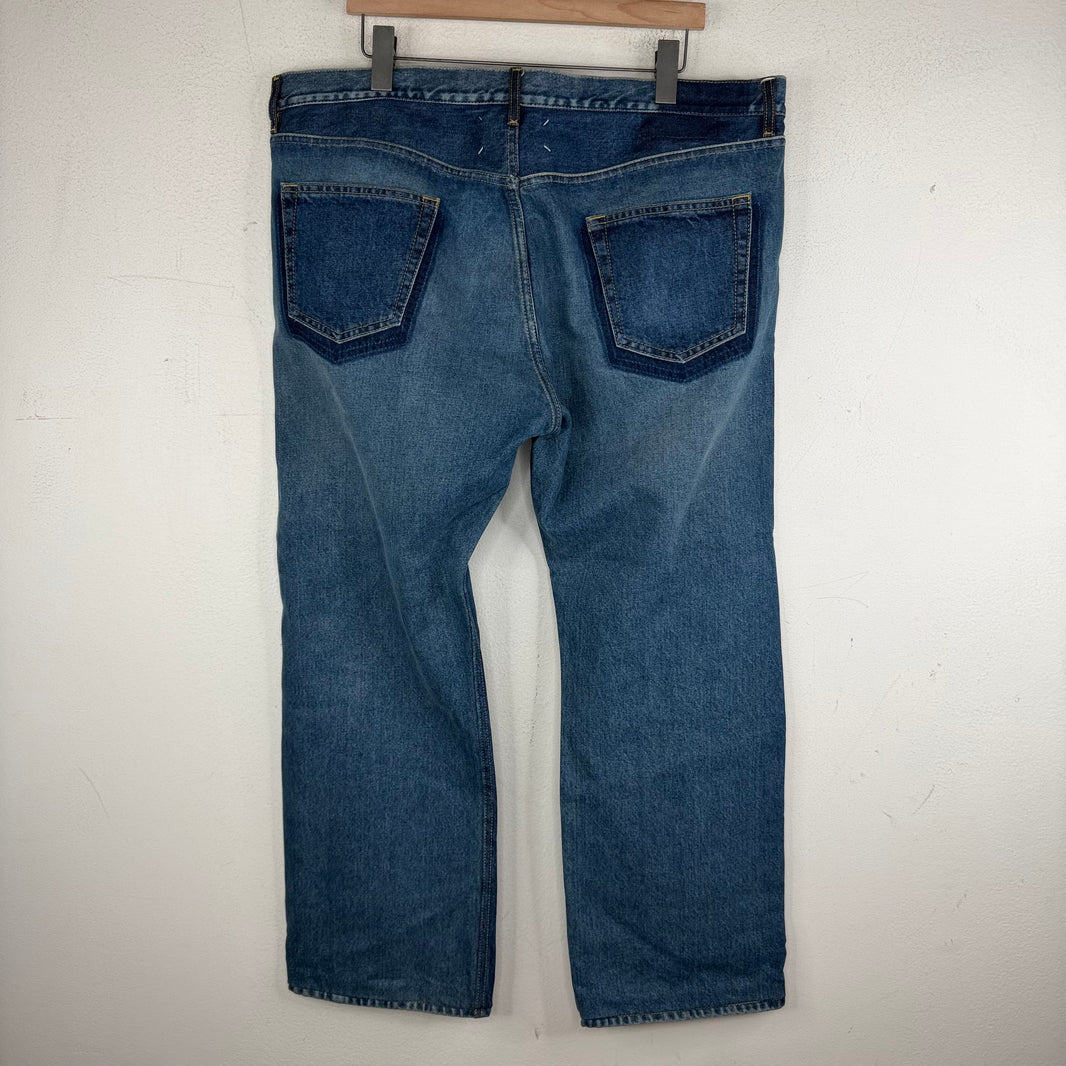 Margiela Blue Two Tone Contrast Stitch Denim Jeans