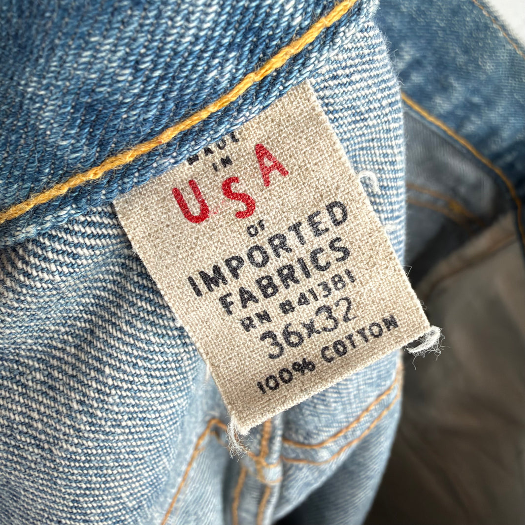 RRL Light Blue Wash Repaired Jeans
