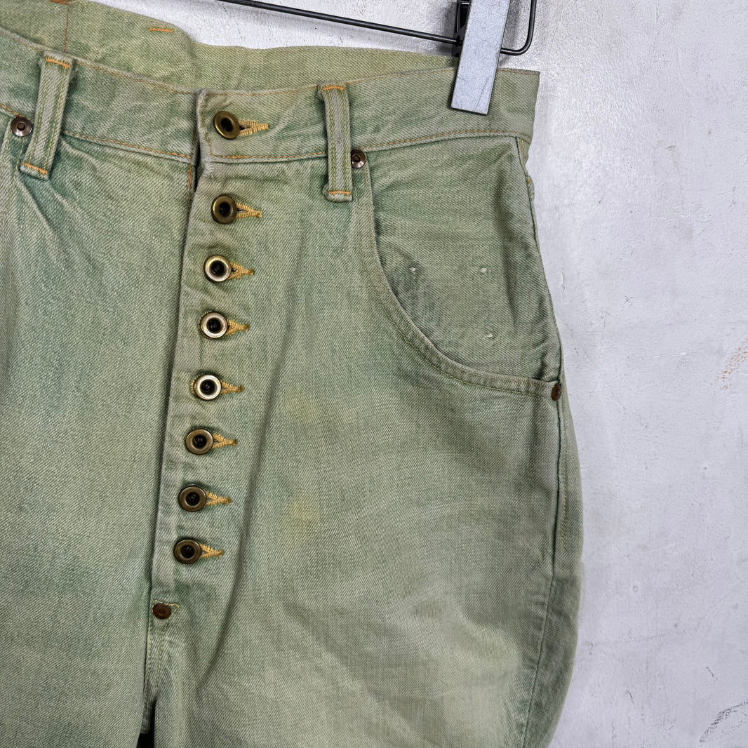 Kapital Mint Buttonfly Flared Jeans