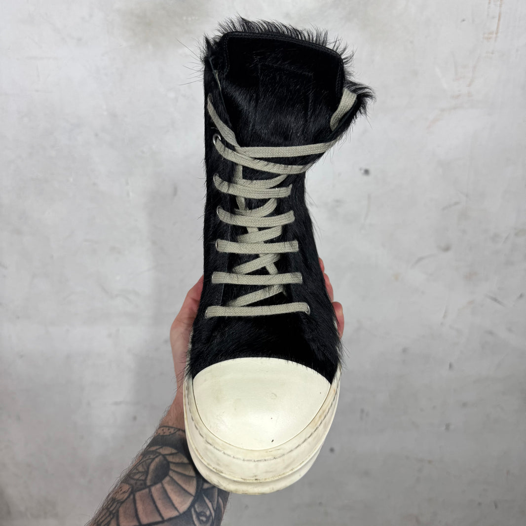 Rick Owens Black Ponyhair Ramone Highs