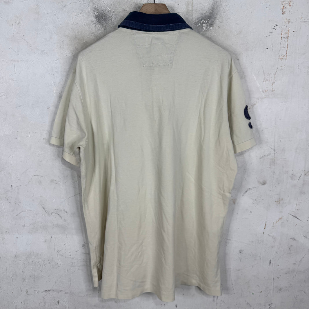 Ralph Lauren White/Navy Stencil Crest Pony Polo