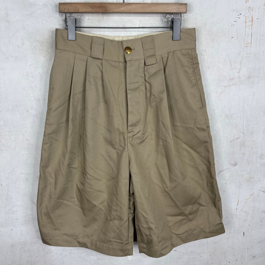 Willy Chavarria Khaki Pleated Canvas Shorts