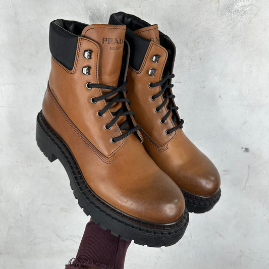 Prada Leather Combat Ranger Boots