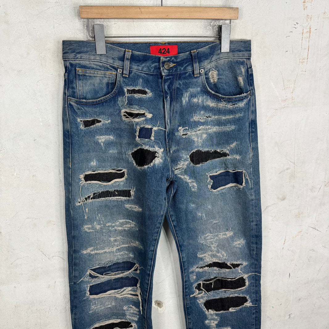 424 Distressed & Repaired Jeans