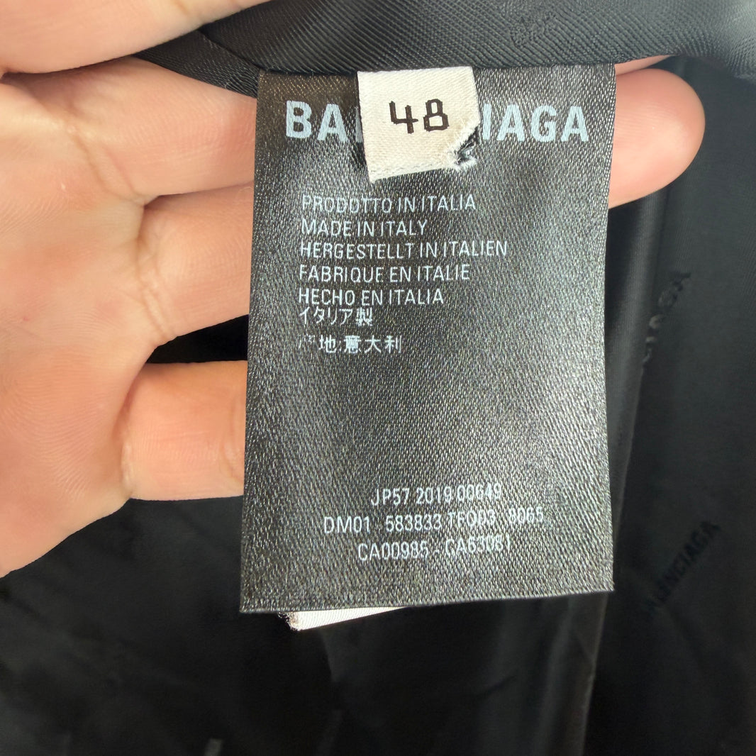 Balenciaga Navy Button Up Trench Coat