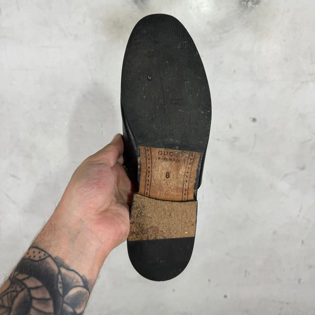 Gucci Black Horse-Bit Mules