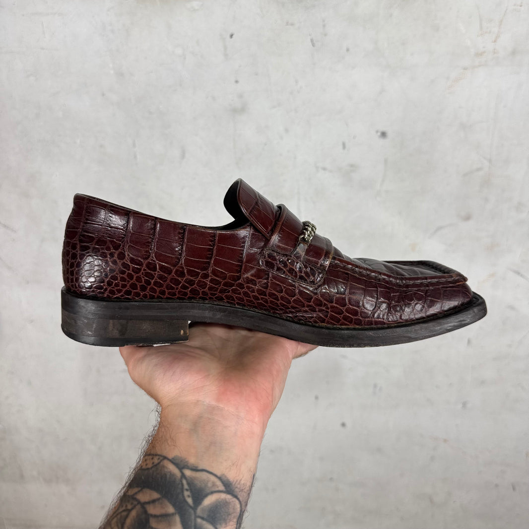 Martine Rose Square Toe Embossed Croc Loafer