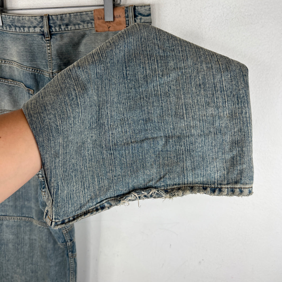 Balenciaga Paneled Drawstring Baggy Denim Jeans