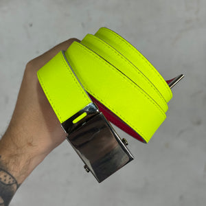 CDG Yellow/Pink Reversible Leather Belt