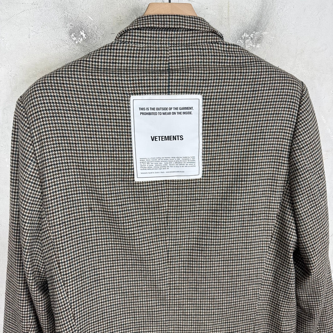 Vetements 2019 Double Breasted Houndstooth Blazer