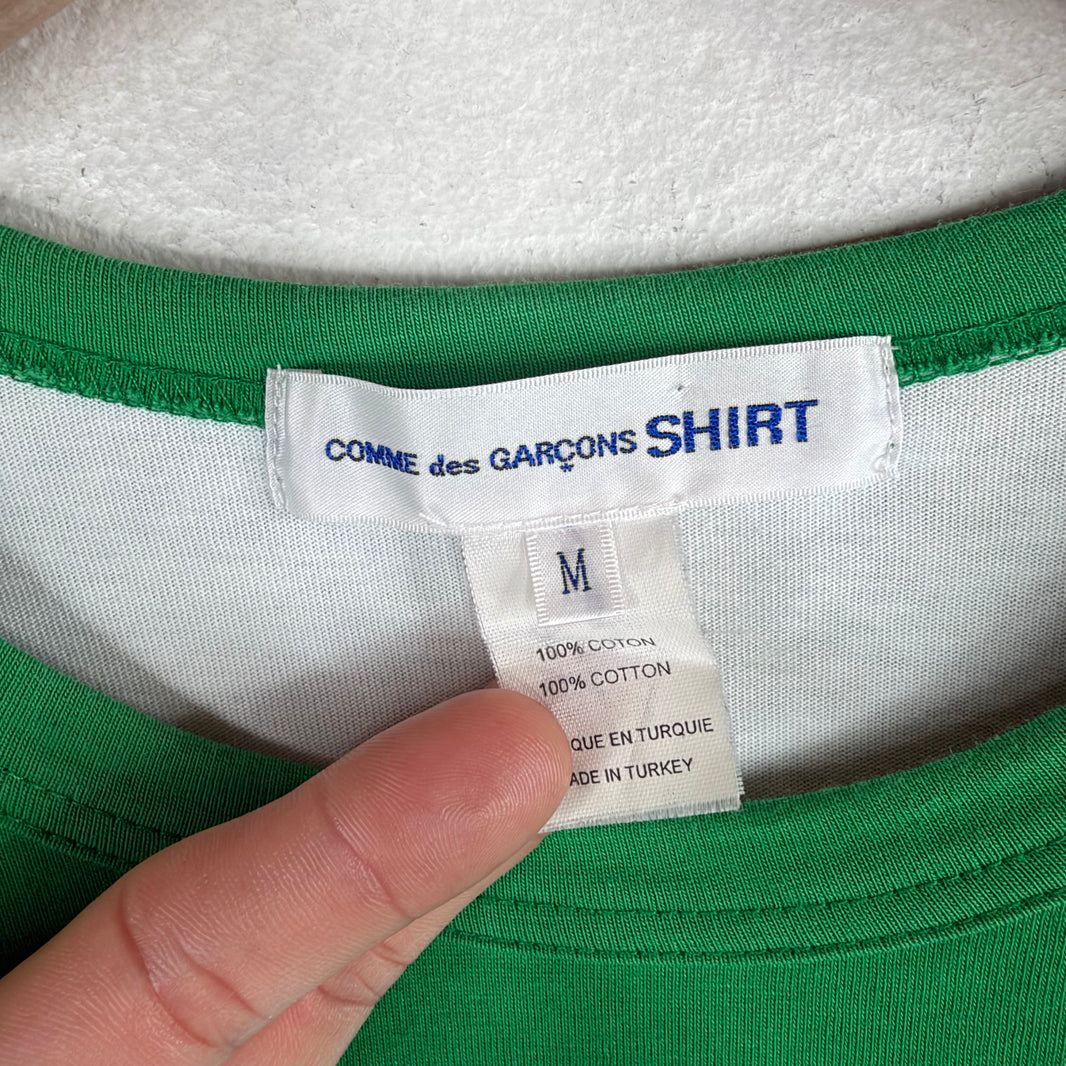 CDG Green/White Double Layer L/S T-Shirt