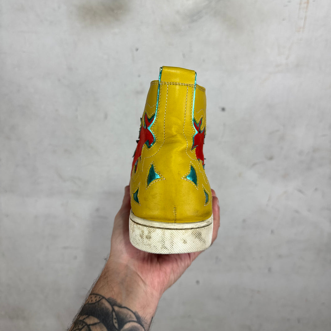 Christian Louboutin Orange/Yellow Cutout Sneakers