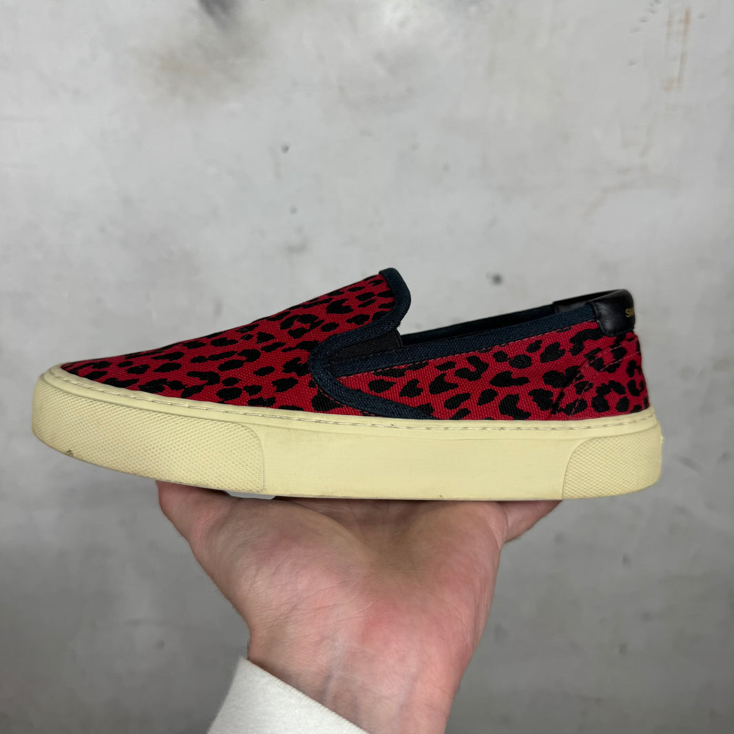 Saint Laurent Red Cheetah Slip Ons