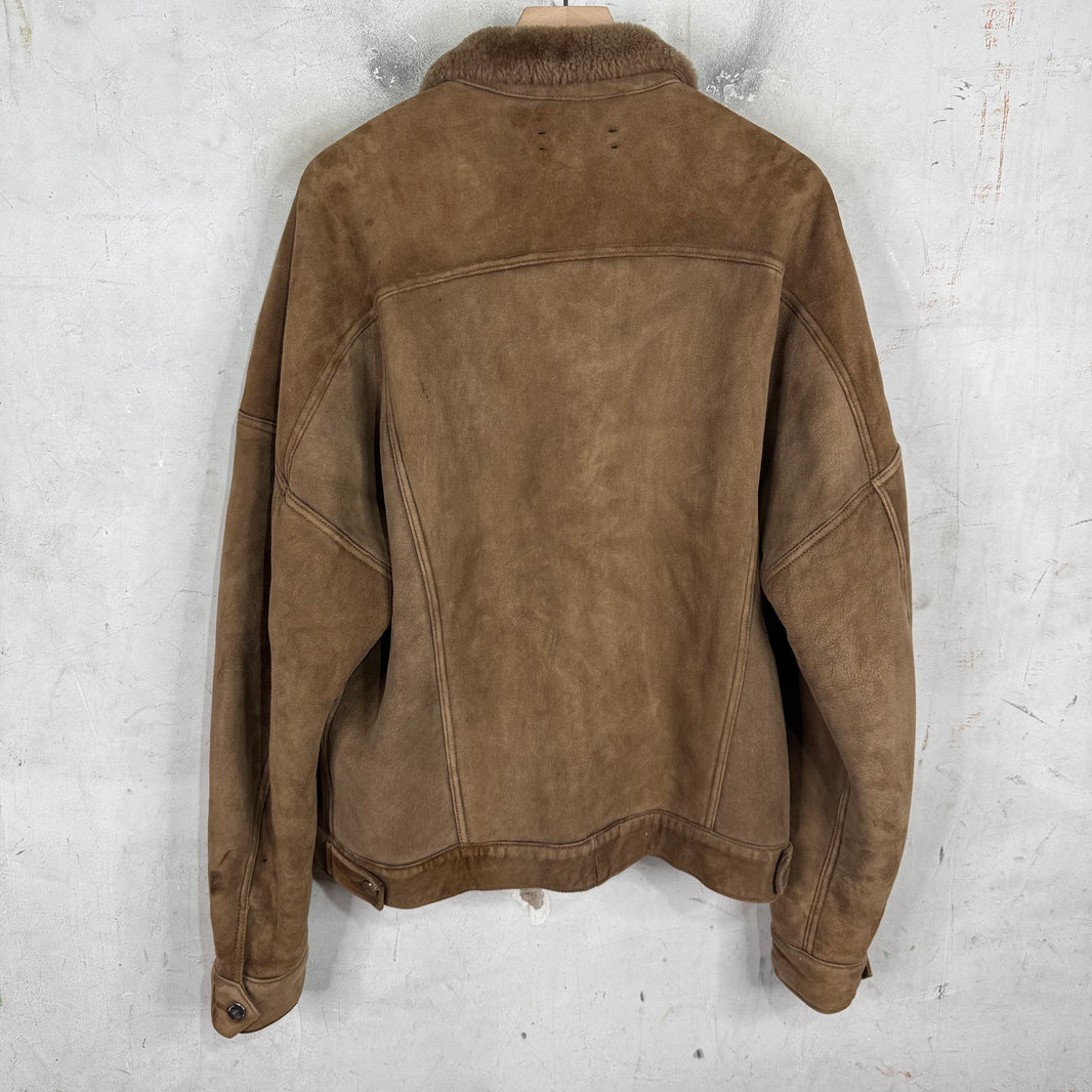 Amiri Suede Shearling Trucker Jacket