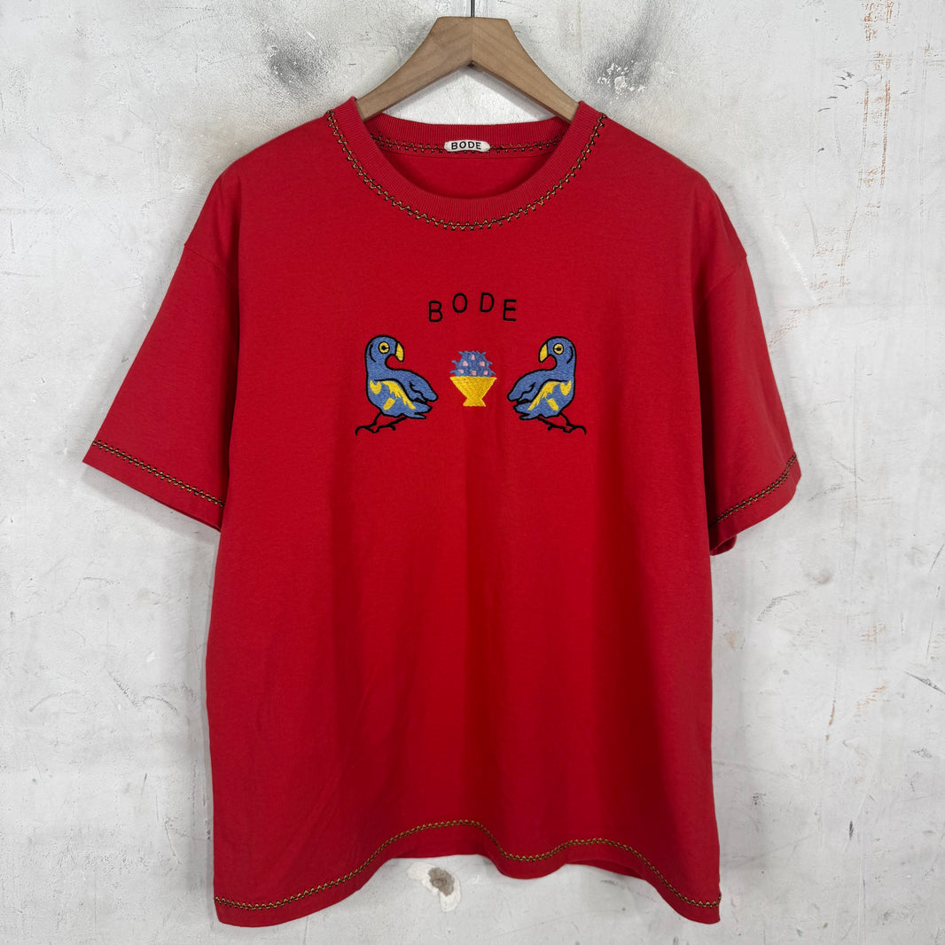 Bode Embroidered Birds T-Shirt