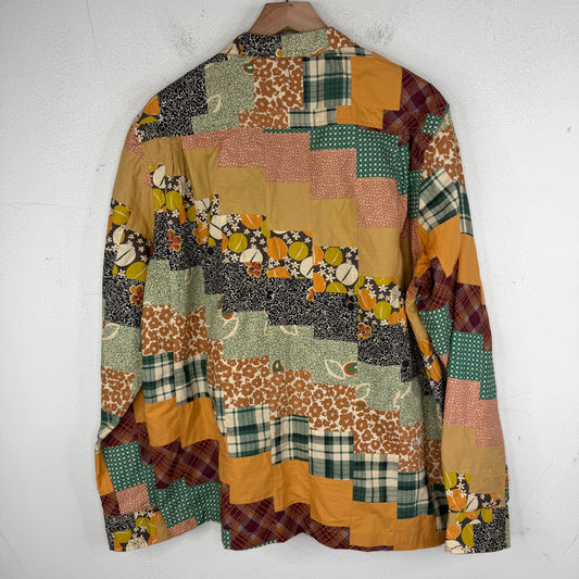 Bode Diagonal Square Patchwork Button Up LS Shirt