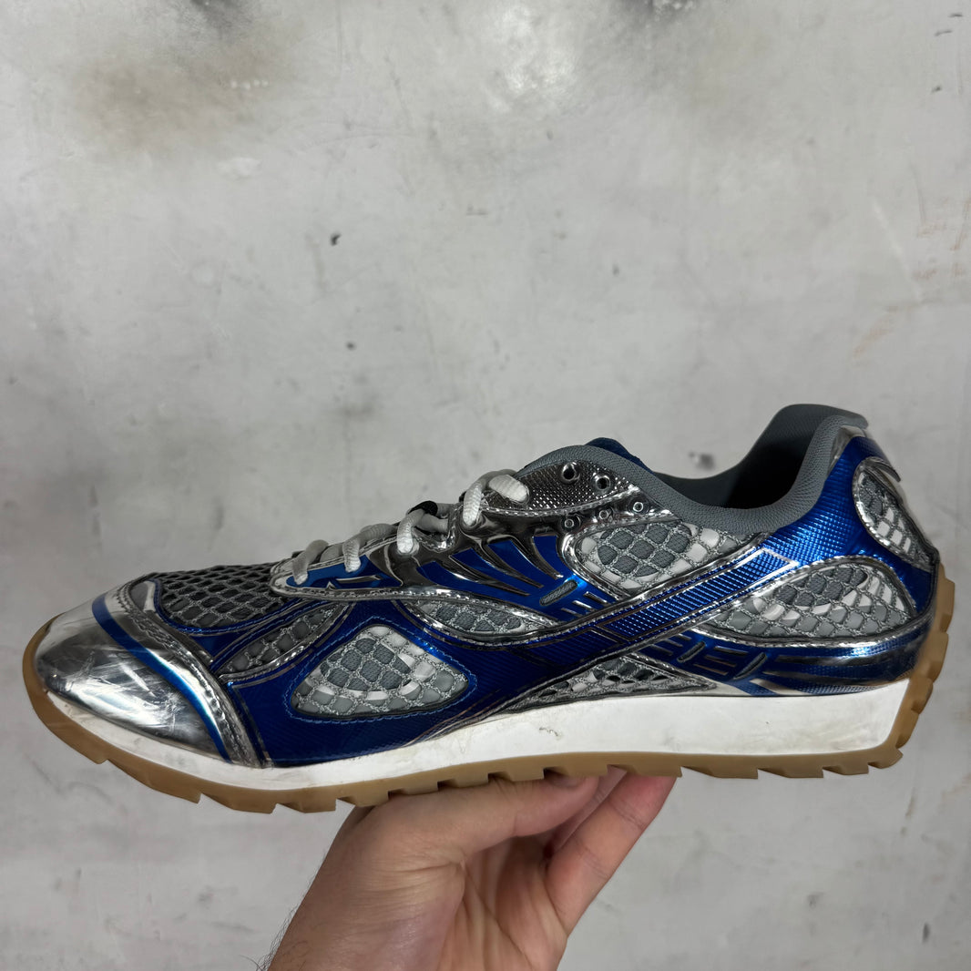 Bottega Veneta Blue Metallic Orbits