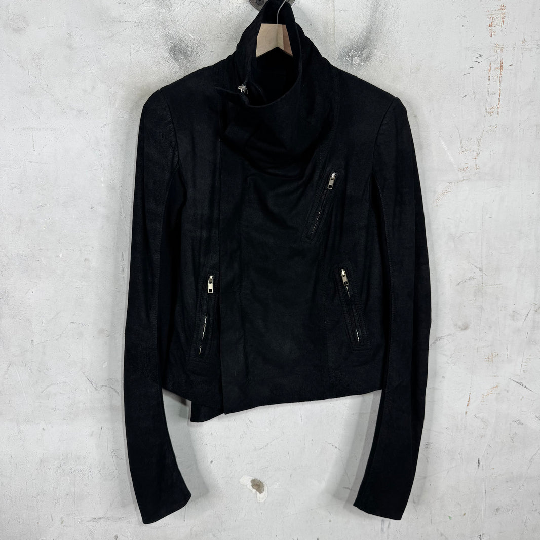 Rick Owens Asymmetrical Blistered Leather Jacket