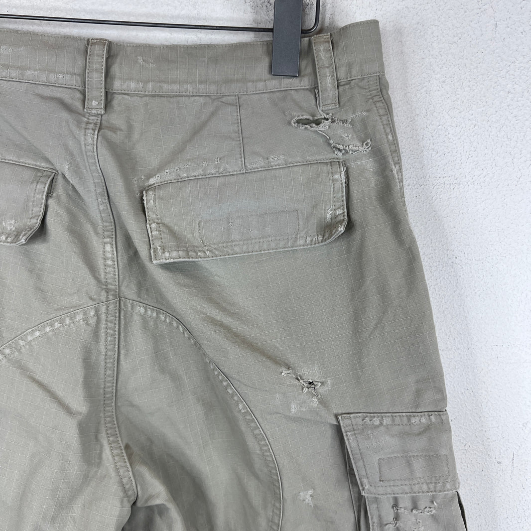 Balenciaga Beige Cropped Cargo Ripstop Long Shorts