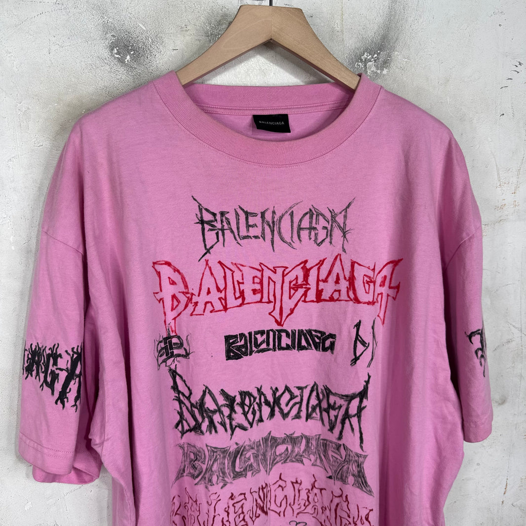 Balenciaga Multi Logo Stencil T-Shirt