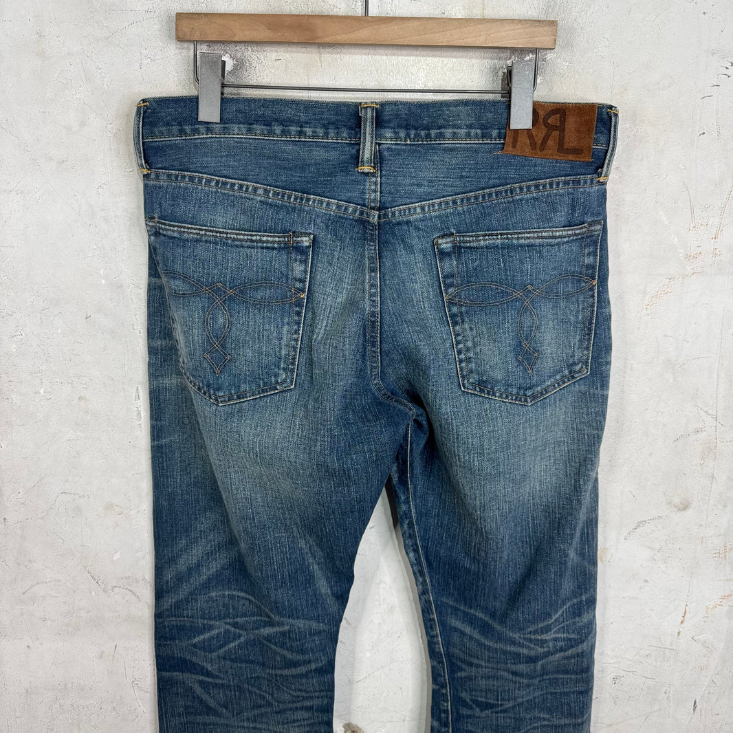 RRL Distressed Slim Bootcut Jeans