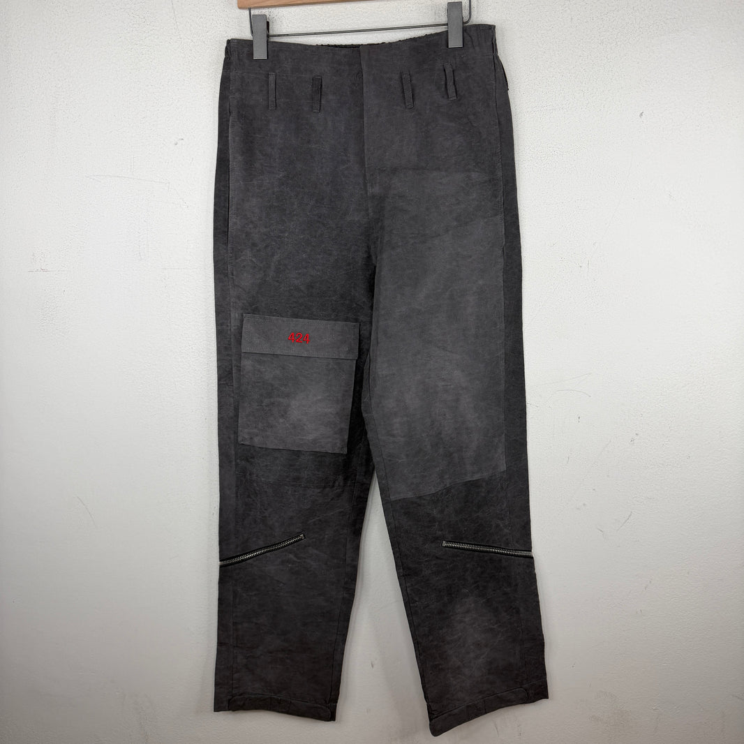 424 Gray Zipper Cargo Pants