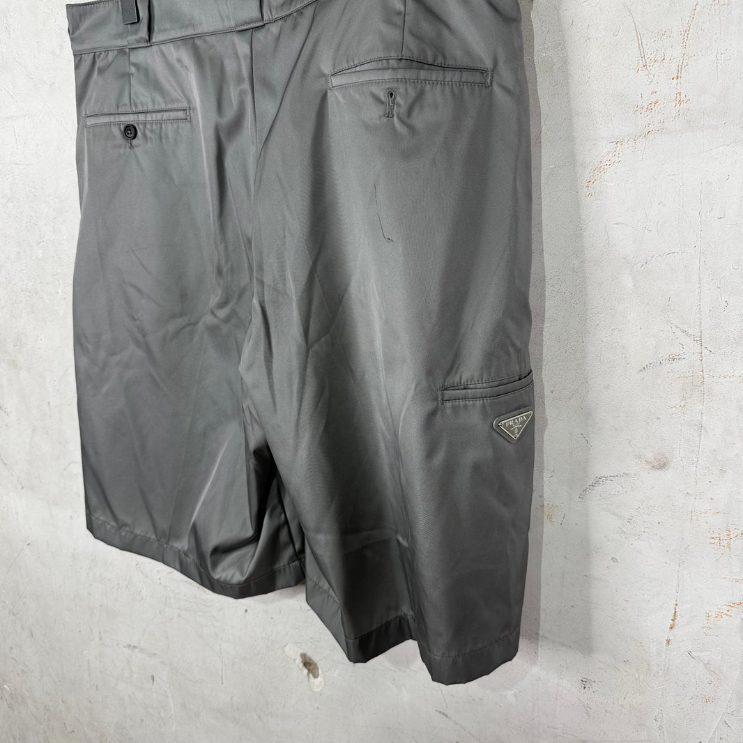 Prada Renylon Plaqued Grey Shorts