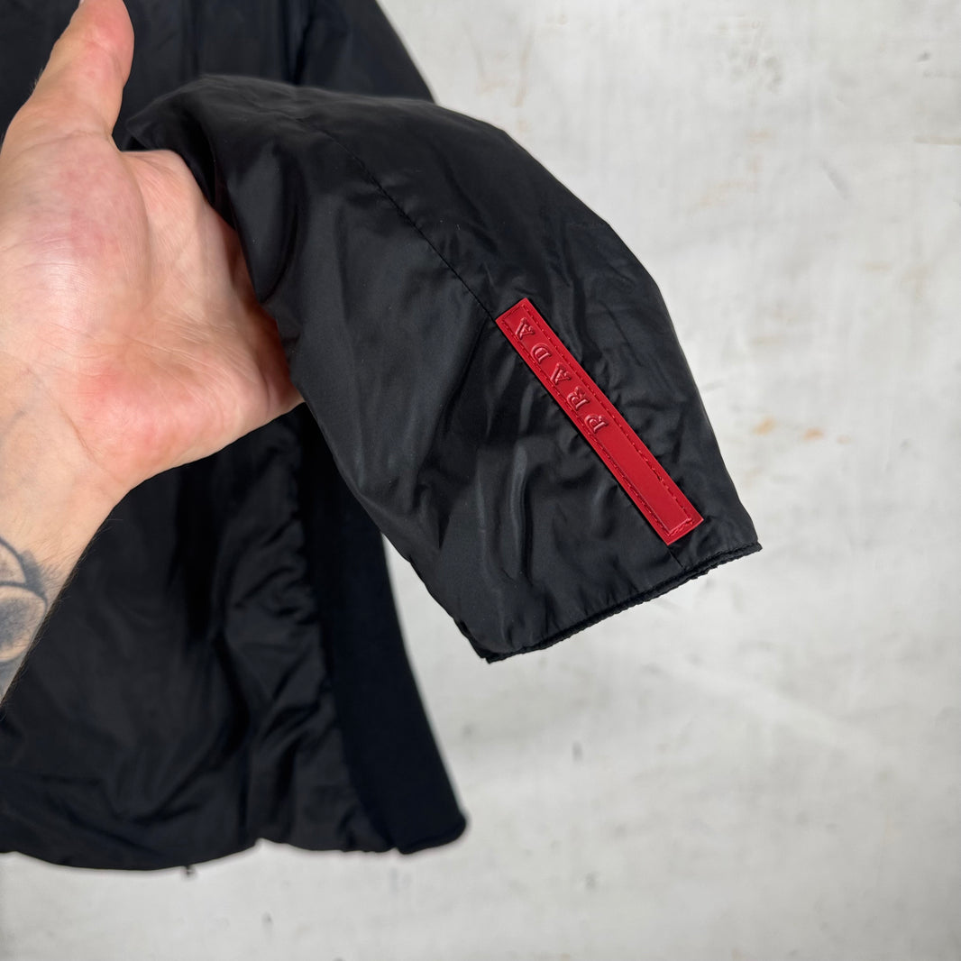 Prada Wool Lined Red Zipper Nylon Jacket