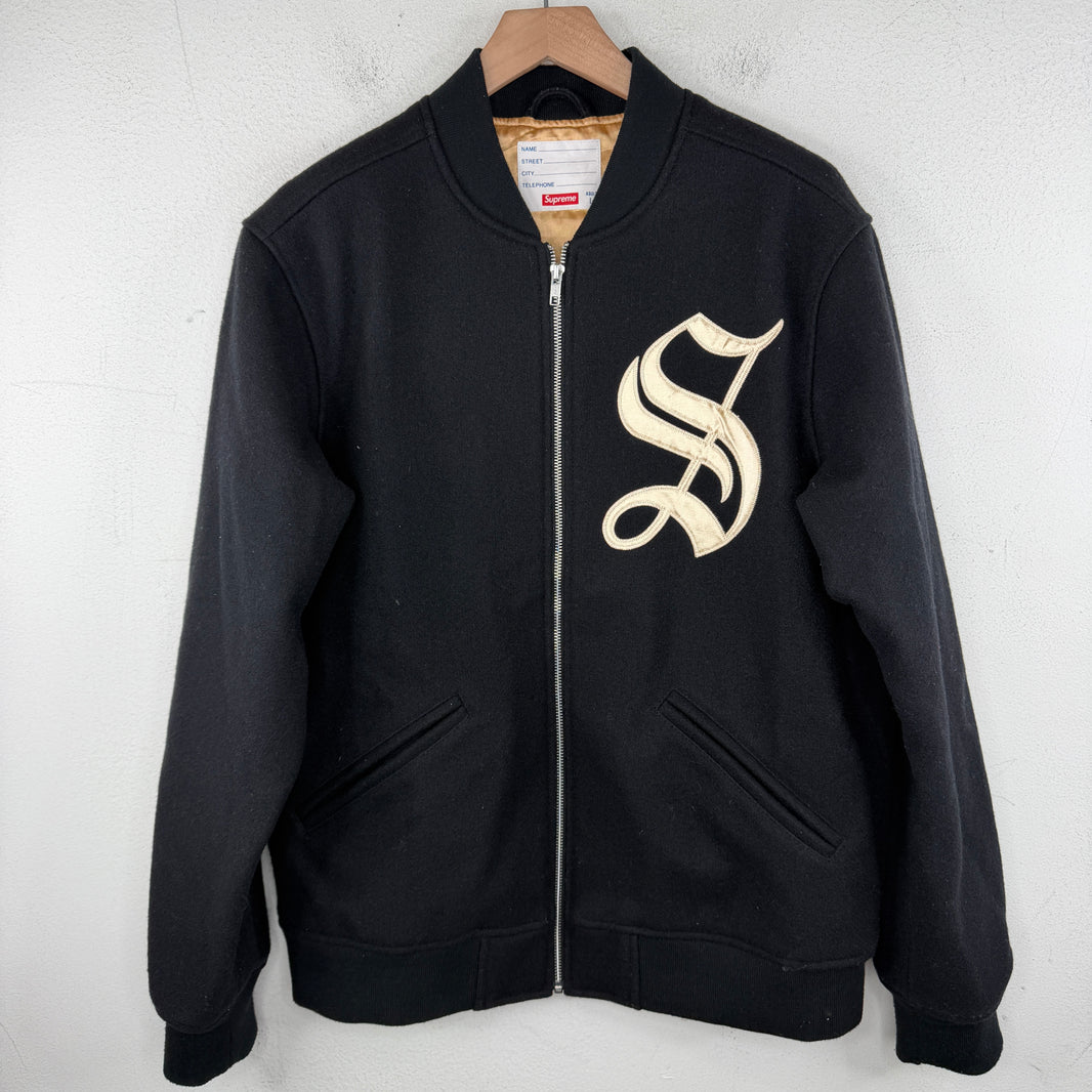 Supreme Old English Wool Zip Up Varsity Jacket