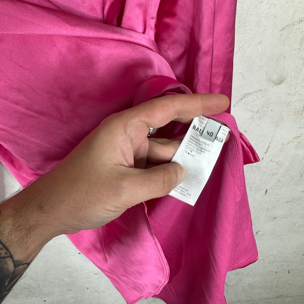 Balenciaga Pink Shiny Buttoned Shirt