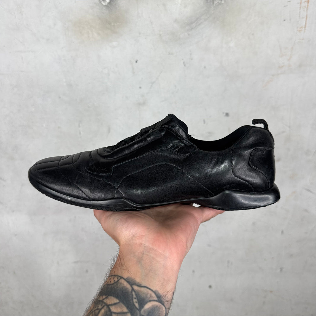 Prada Black Quilted Flat Leather Sneakers