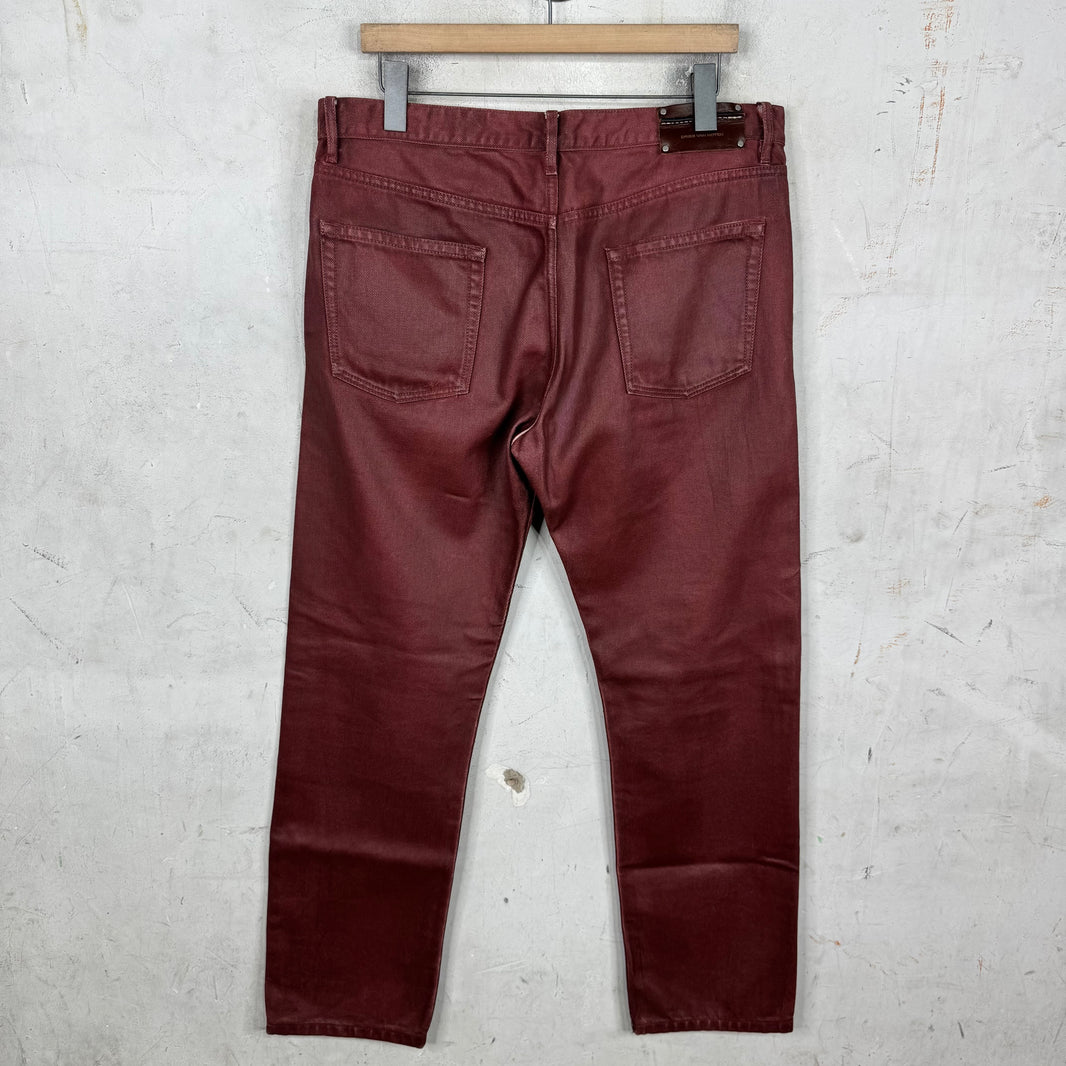 Dries Van Noten Waxed Burgundy Jeans