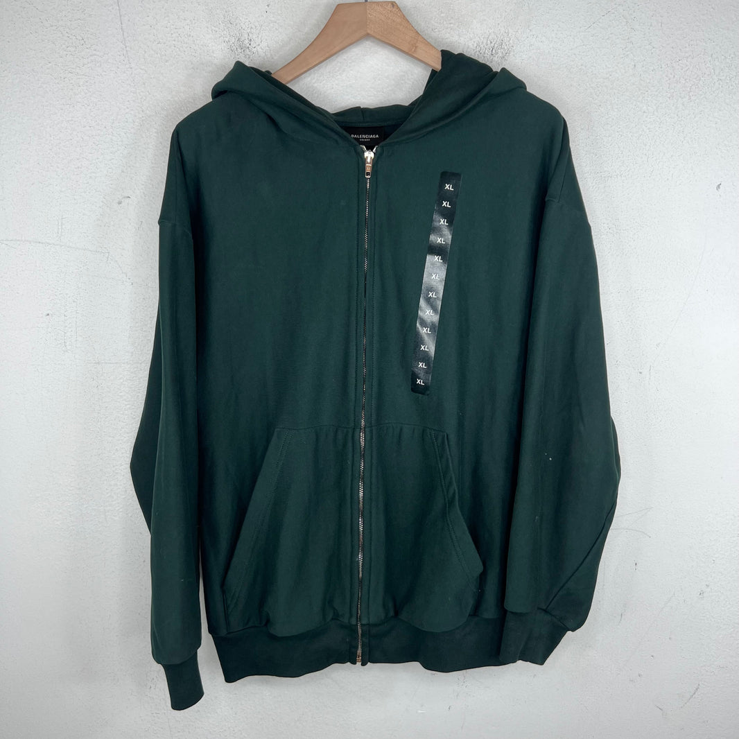 Balenciaga Sample Dark Green Size Sticker Zip Up Hoodie