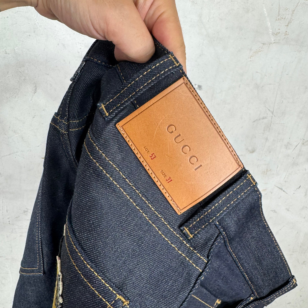 Gucci Tiger Patch Raw Denim Jeans