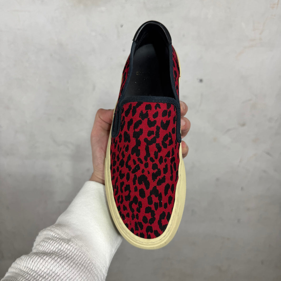 Saint Laurent Red Cheetah Slip Ons