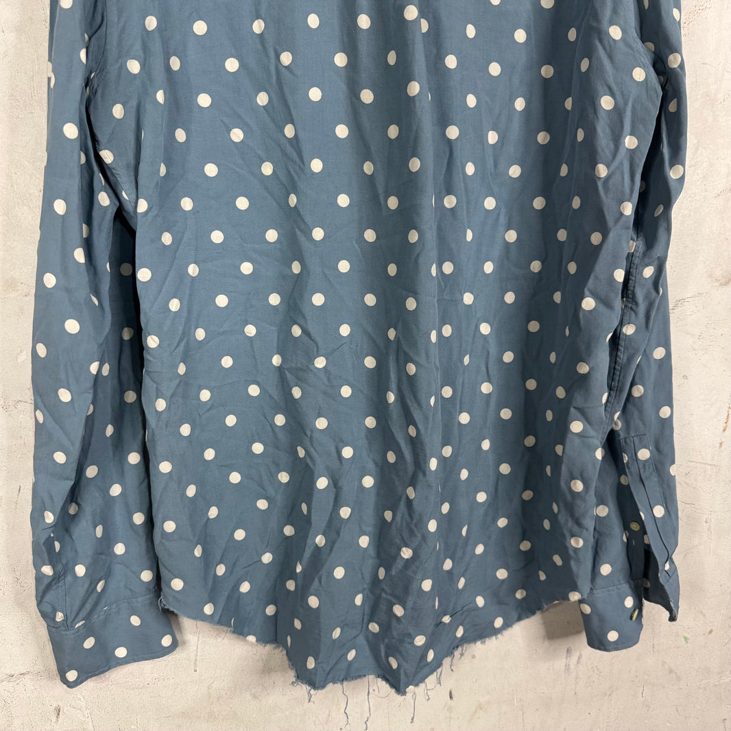 Saint Laurent Runway Blue Polka Dot LS Shirt