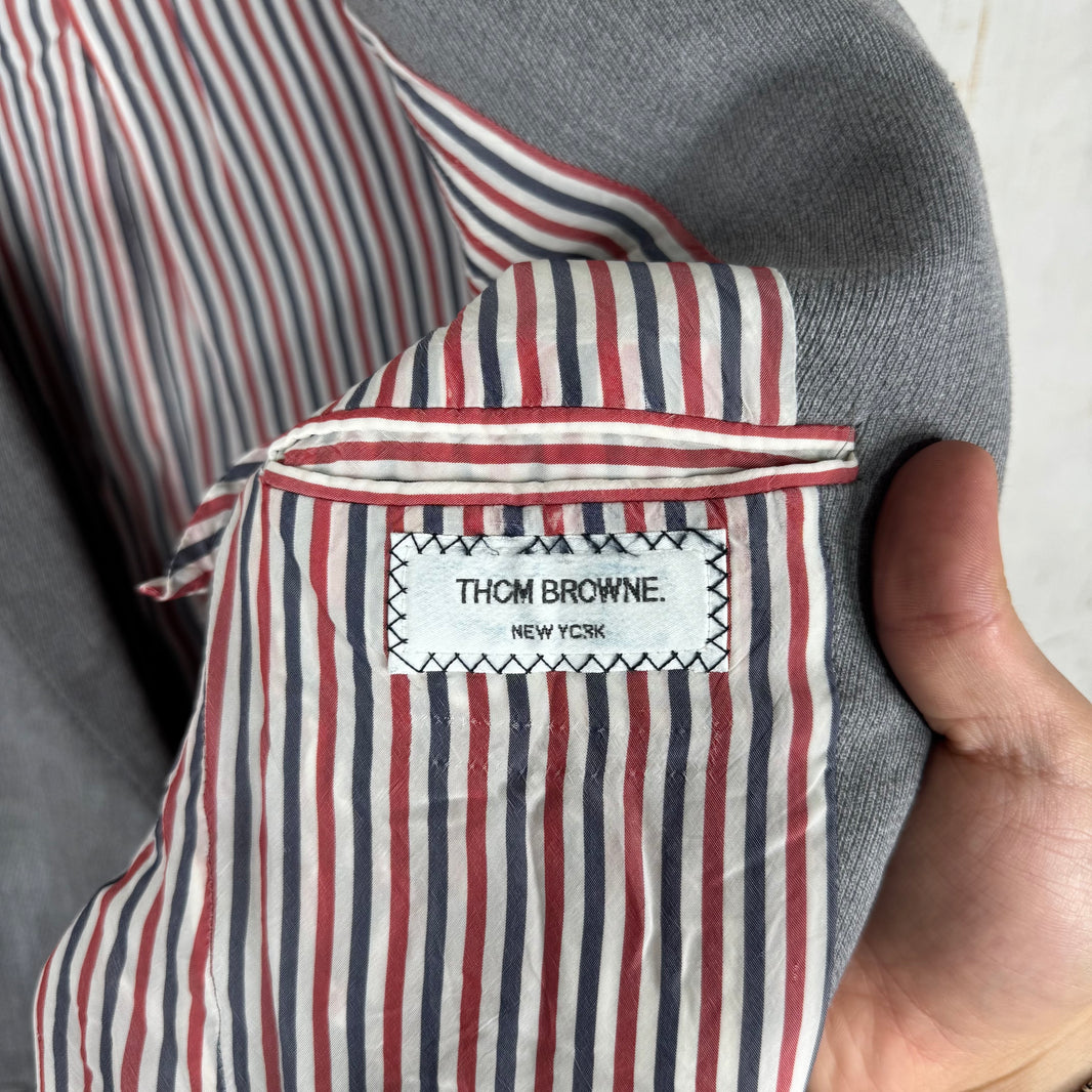Thom Browne Grey Heavy Distressed Blazer Jacket