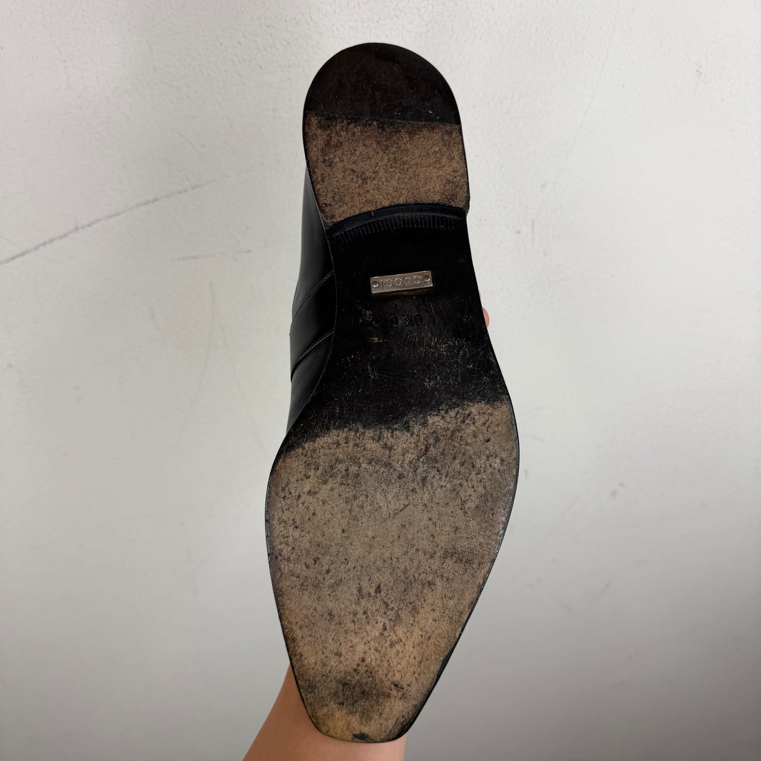 Gucci Black GG Metal Logo Loafers
