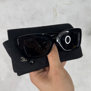 Chanel 5473-Q Scrunched Leather Sunglasses