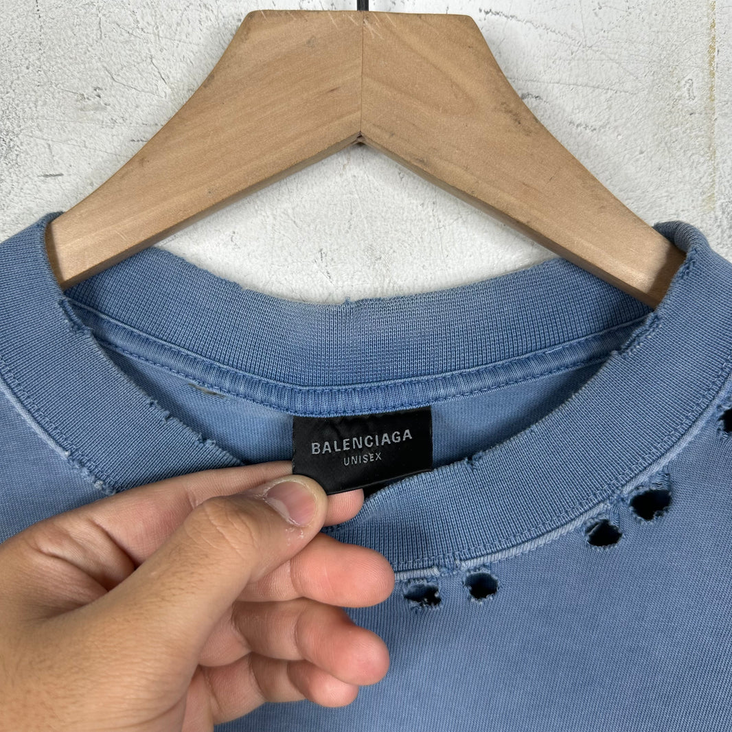 Balenciaga Blue Tape Logo T-Shirt