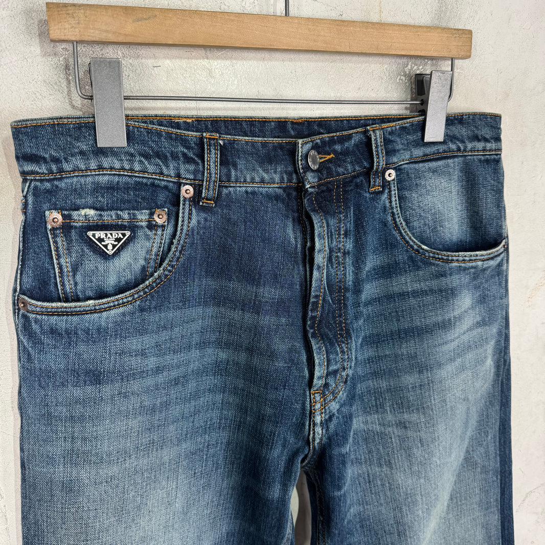 Prada Medium Wash Plaqued Jeans