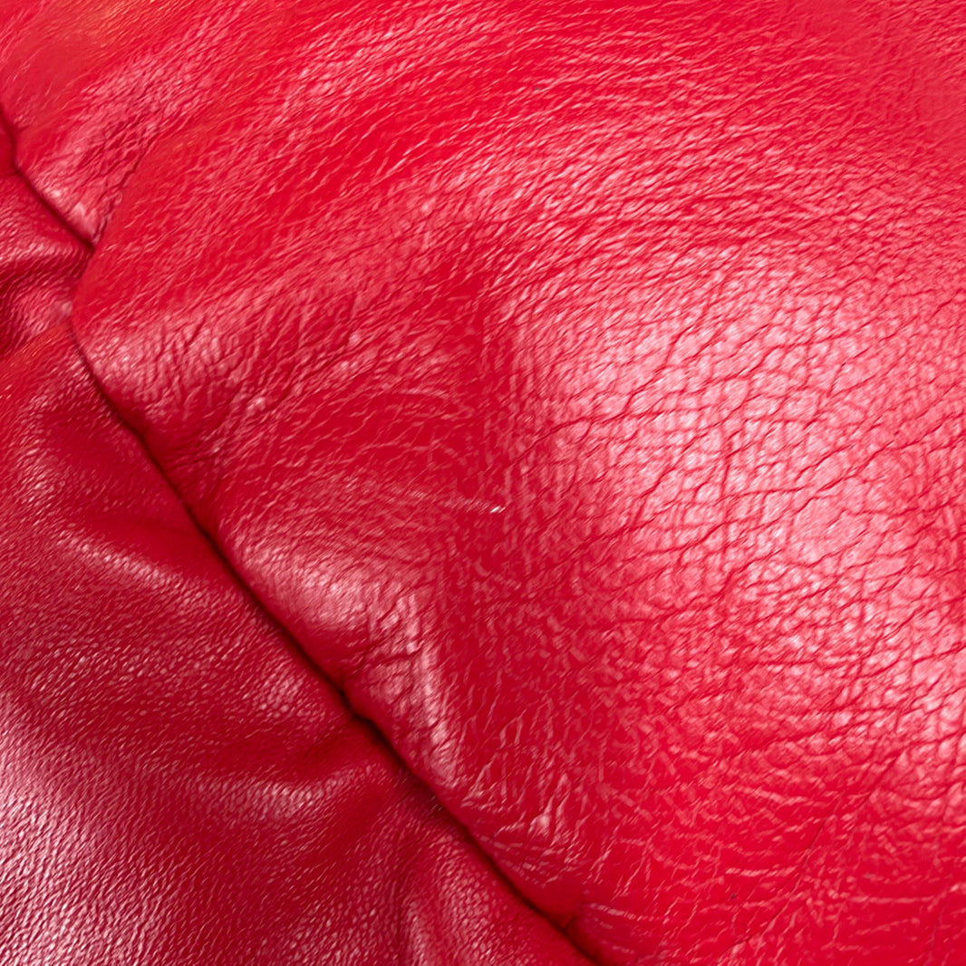 Giuseppe Zanoti Red Leather Puffer Hooded Jacket