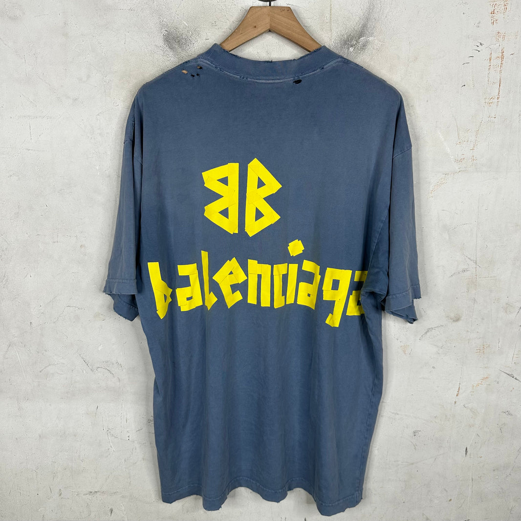 Balenciaga Blue Tape Logo T-Shirt