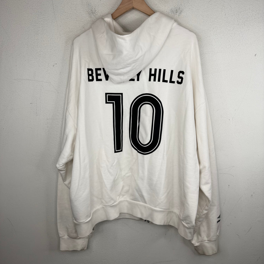 Balenciaga White Soccer Crest Zip Up Hoodie