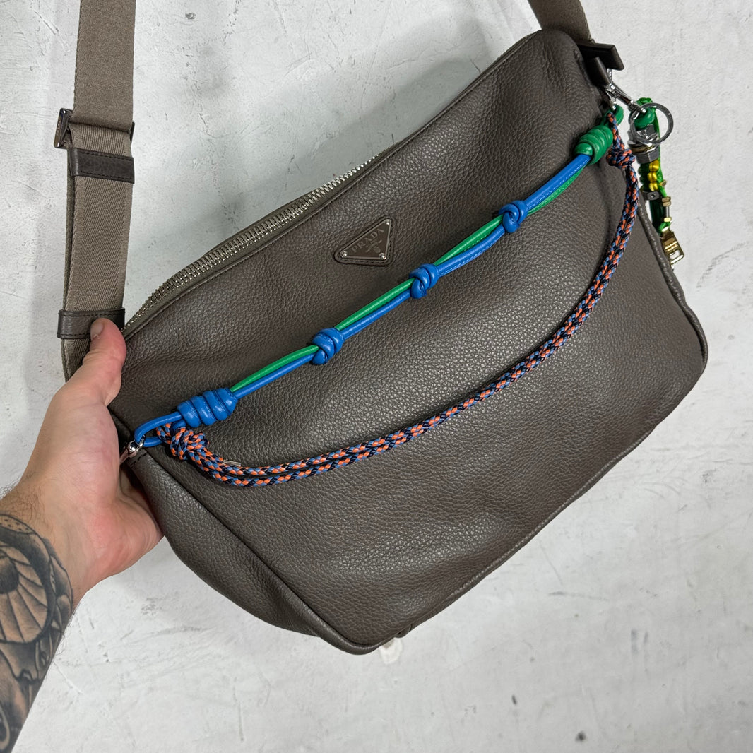 Prada Vitello Large Messenger With Robot Charm