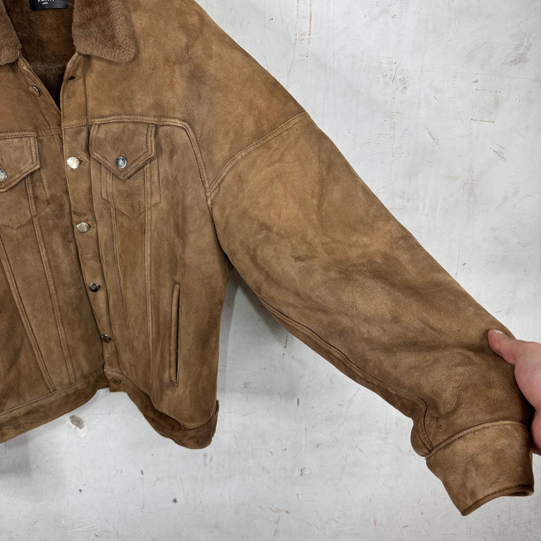 Amiri Suede Shearling Trucker Jacket